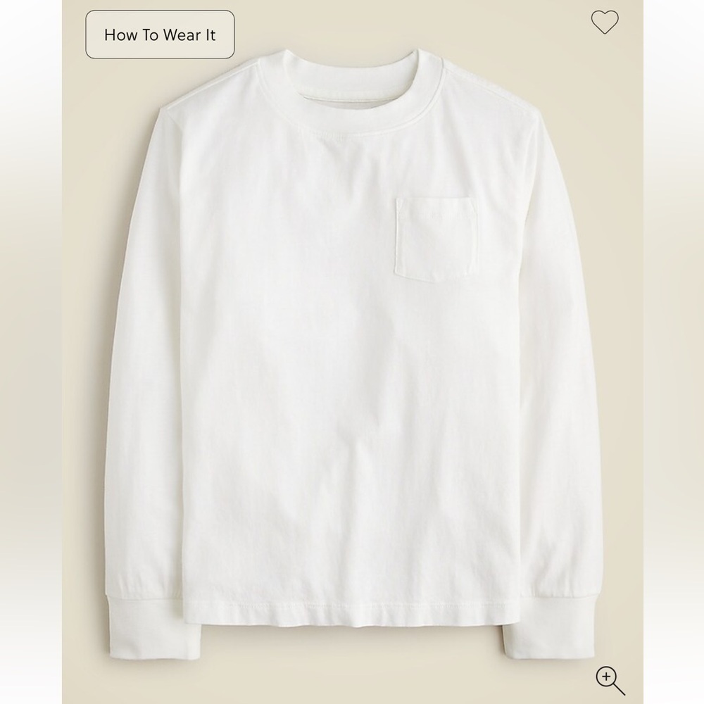 J crew Kids' long-sleeve garment-dyed pocket T-shirt in broken-in-jersey